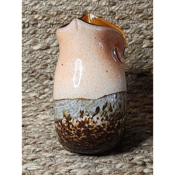 Murano Glass Owl Vase for sale | eBay Vintage Hand Blown Studio Art Murano Glass Owl Vase Brown Cream 7\